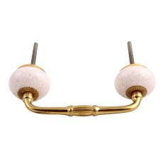 White and Pink Crackle Ceramic Bridge Handle