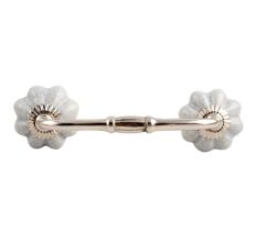 Steel Grey Crackle Ceramic Melon Bridge Handle