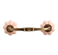 Baby Pink Crackle Ceramic Melon Bridge Handle