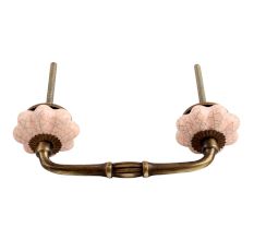 Baby Pink Crackle Ceramic Melon Bridge Handle