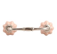Baby Pink Crackle Ceramic Melon Bridge Handle