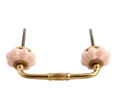 Baby Pink Crackle Ceramic Melon Bridge Handle