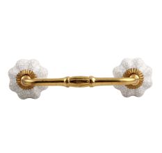 White Crackle Ceramic Melon Bridge Handle