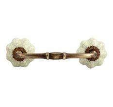 Washed Green Crackle Ceramic Melon Bridge Handle