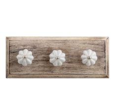 Steel Grey Crackle Ceramic Melon Wooden Hooks