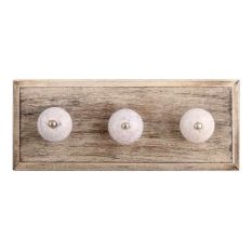 Light Purple Crackle Ceramic Wooden Hooks