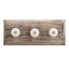 White and Black Crackle Ceramic Wooden Hooks