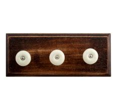 White and Green Crackle Ceramic Wooden Hooks