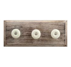 White and Green Crackle Ceramic Wooden Hooks