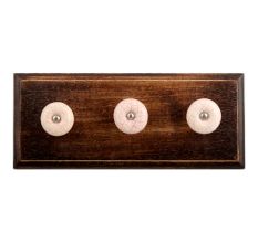 White and Pink Crackle Ceramic Wooden Hooks