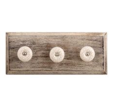 Cream Crackle Handmade Ceramic Wooden Hooks