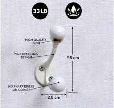 Cream Double Loop Ceramic Iron Hooks