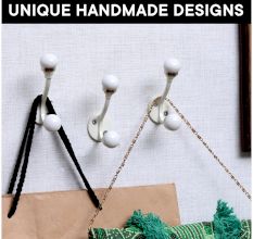 Cream Double Loop Ceramic Iron Hooks