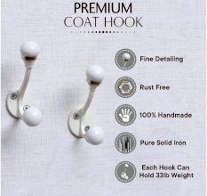 Cream Double Loop Ceramic Iron Hooks
