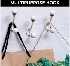 Cream Double Loop Ceramic Iron Hooks