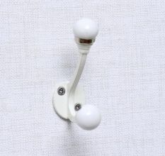 Cream Double Loop Ceramic Iron Hooks
