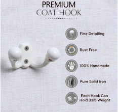 Cream Double Loop Ceramic Iron Hooks