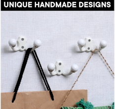 Cream Double Loop Ceramic Iron Hooks