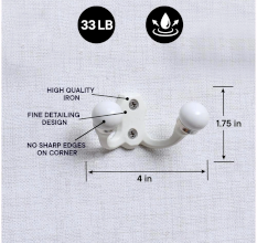 Cream Double Loop Ceramic Iron Hooks