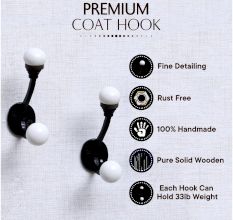 Black Double Loop Ceramic Iron Hooks