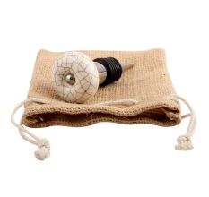 Cream Crackle Ceramic Wine Stopper
