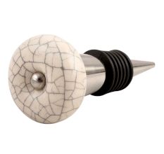 Cream Crackle Ceramic Wine Stopper