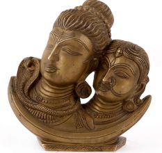 Brass Parvati Shiva on Crescent Moon