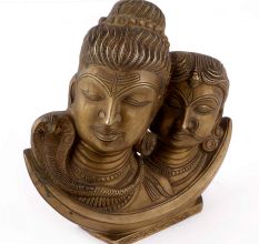 Brass Parvati Shiva on Crescent Moon