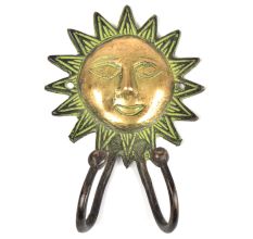 Brass Sun Hooks with 2 Hooks and Patina