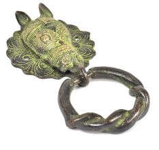 Brass Horse Door Knocker With Patina