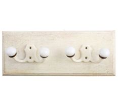 Cream Double Loop Ceramic Iron Wooden Hooks