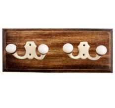Cream Double Loop Ceramic Iron Wooden Hooks