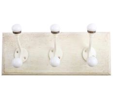 Cream Double Loop Ceramic Iron Wooden Hooks