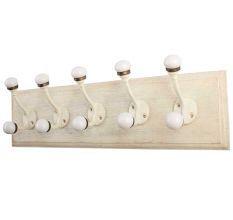 Cream Double Loop Ceramic Iron Wooden Hooks
