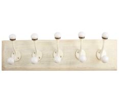 Cream Double Loop Ceramic Iron Wooden Hooks