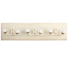Cream Double Loop Ceramic Iron Wooden Hooks
