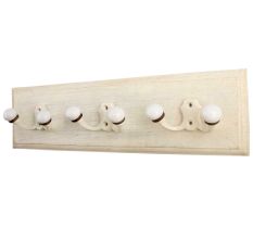Cream Double Loop Ceramic Iron Wooden Hooks