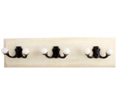 Black Double Loop Ceramic Iron Wooden Hooks