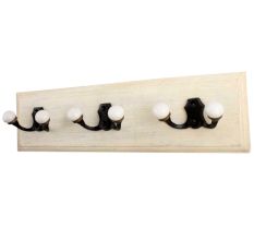 Black Double Loop Ceramic Iron Wooden Hooks