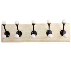Black Double Loop Ceramic Iron Wooden Hooks