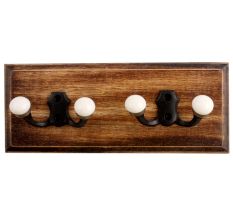 Black Double Loop Ceramic Iron Wooden Hooks