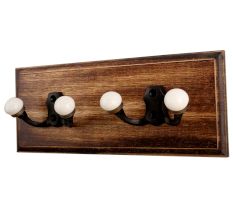 Black Double Loop Ceramic Iron Wooden Hooks