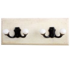 Black Double Loop Ceramic Iron Wooden Hooks