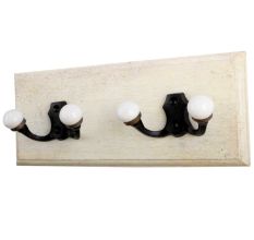 Black Double Loop Ceramic Iron Wooden Hooks