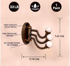 3 in 1 Antique Metal and Porcelain Wall Hooks