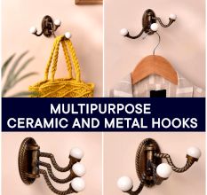3 in 1 Antique Metal and Porcelain Wall Hooks