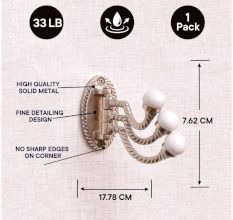3 in 1 Silver Metal and Porcelain Wall Hooks