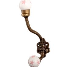 Dark Pink Star Ceramic Floral Iron Hooks-EHG-103