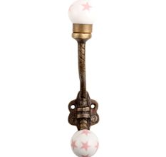 Dark Pink Star Ceramic Floral Iron Hooks-EHG-103
