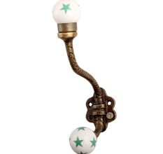 Green Star Ceramic Floral Iron Hooks-EHG-98
